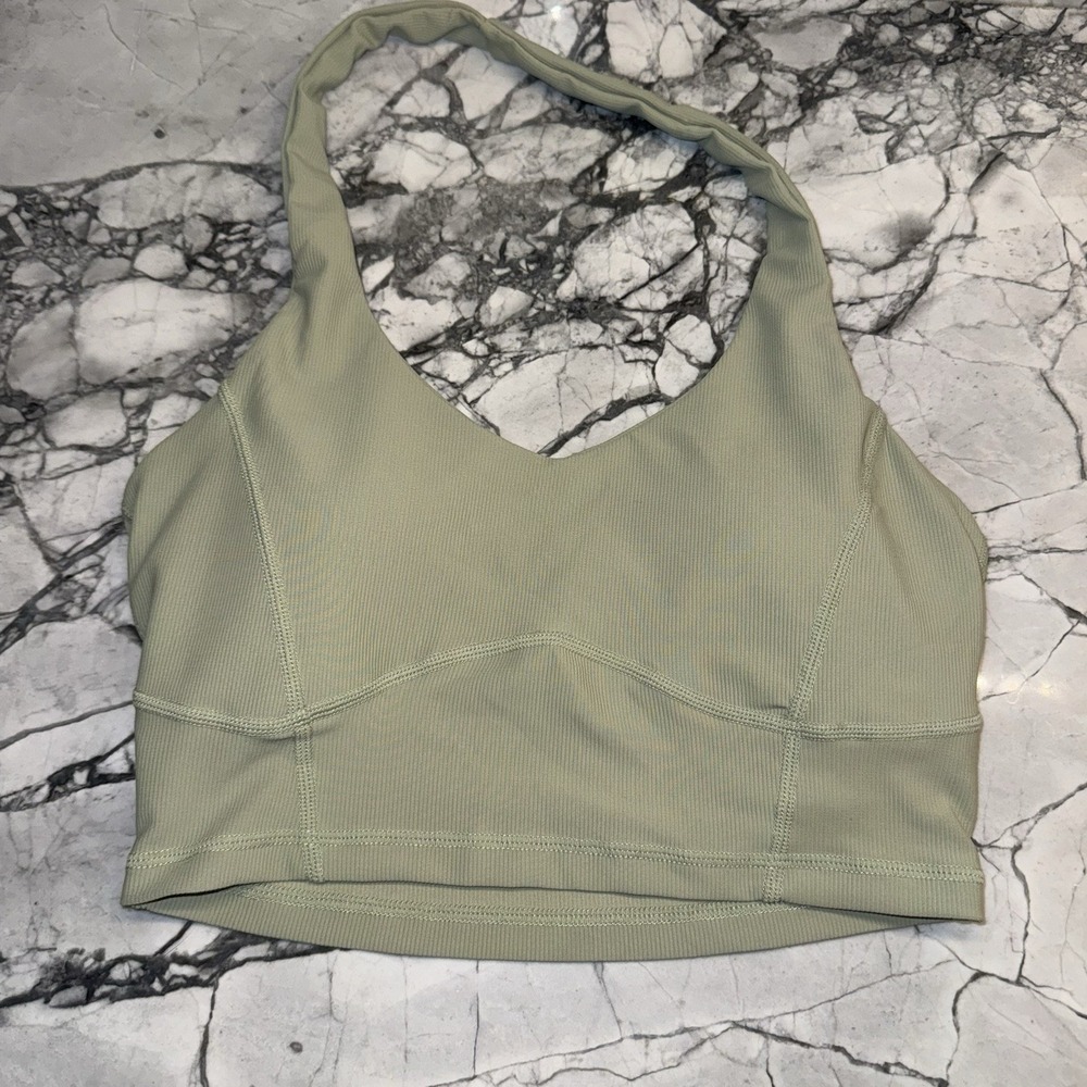 Wilo Women's XS Crop Top Workout Padded Sports Bra Sage Green